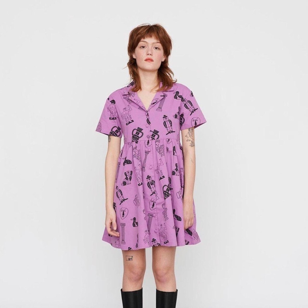 NWOT Lazy Oaf Purple Button Up Dress